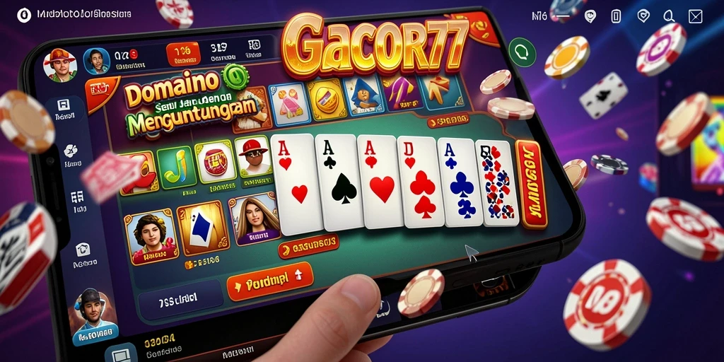 Tampilan gameplay seru GACOR77 saat bermain domino bersama teman.