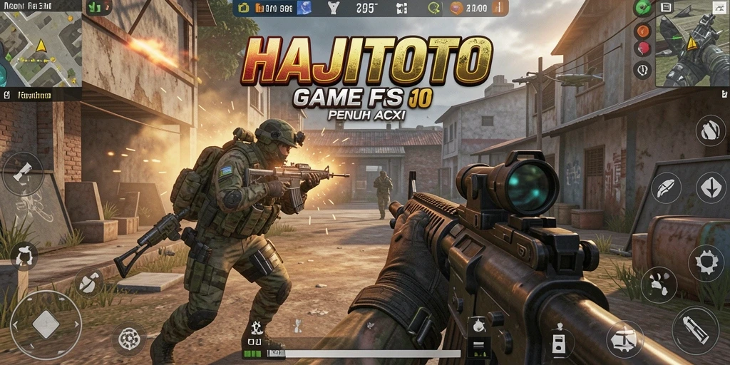 Screenshot gameplay HAJITOTO dengan aksi tembak-menembak seru.