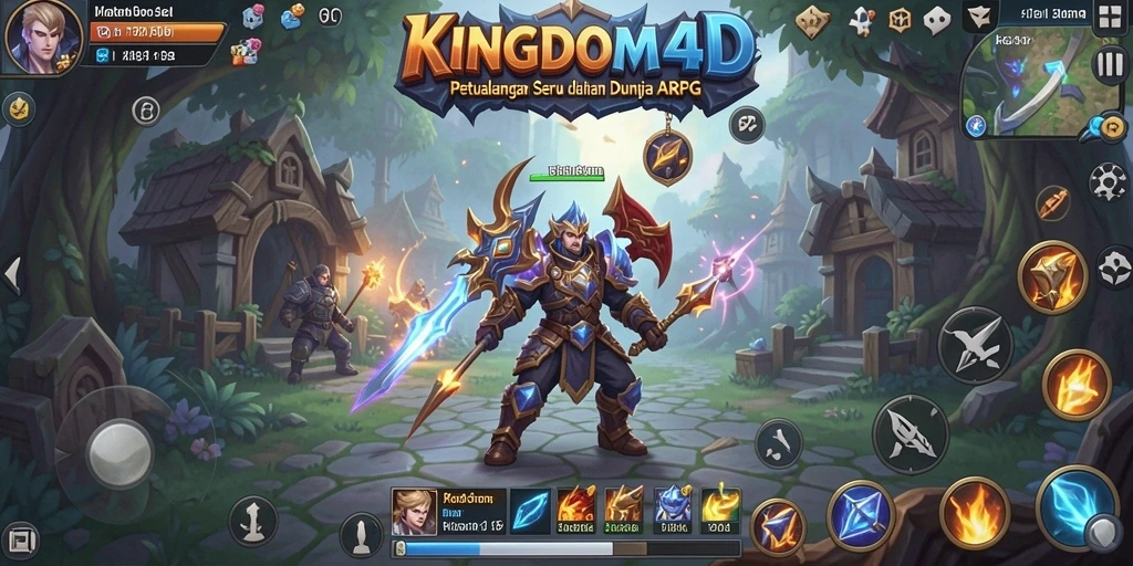 Tangkapan layar mendemonstrasikan pertarungan epik dalam KINGDOM4D.