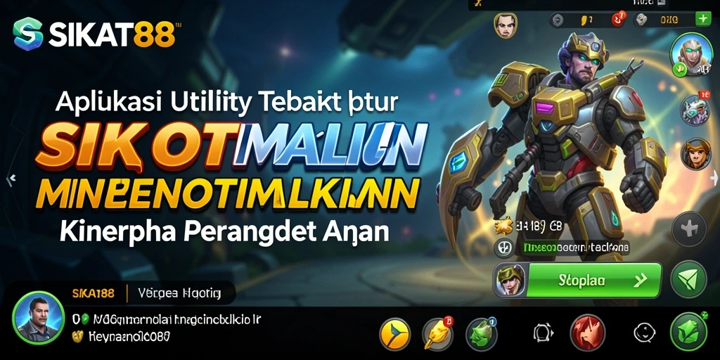 Tampilan antarmuka SIKAT88 menampilkan fitur-fitur pengoptimalan perangkat.
